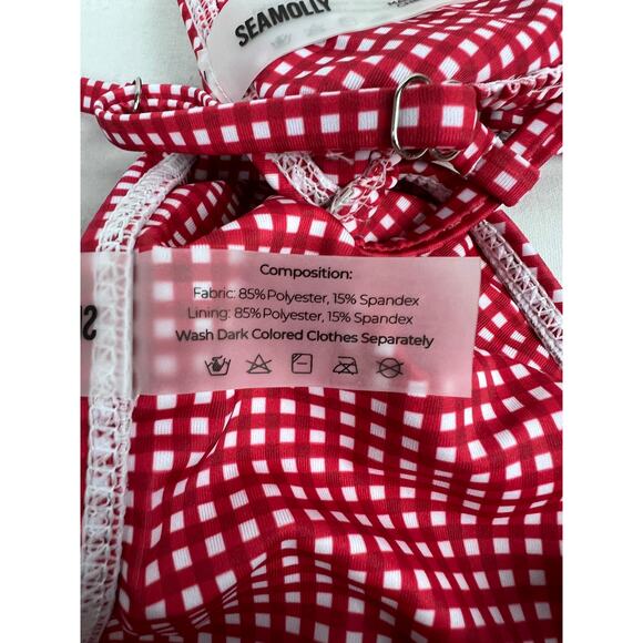 NEW Seamolly Bikini Set Red Gingham Bow Triangle Cheeky Swim Sweet Coquette - Picture 12 of 12